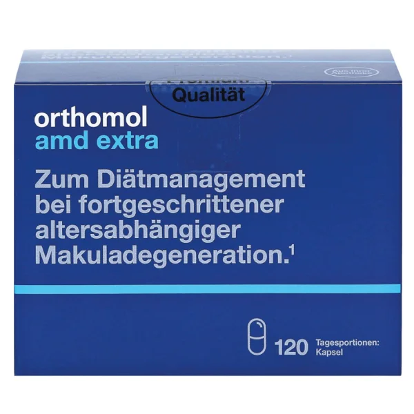 Ортомол АМД Екстра капсули, вітамінний комплекс для нормалізації зору для людей похилого віку, 120 шт.