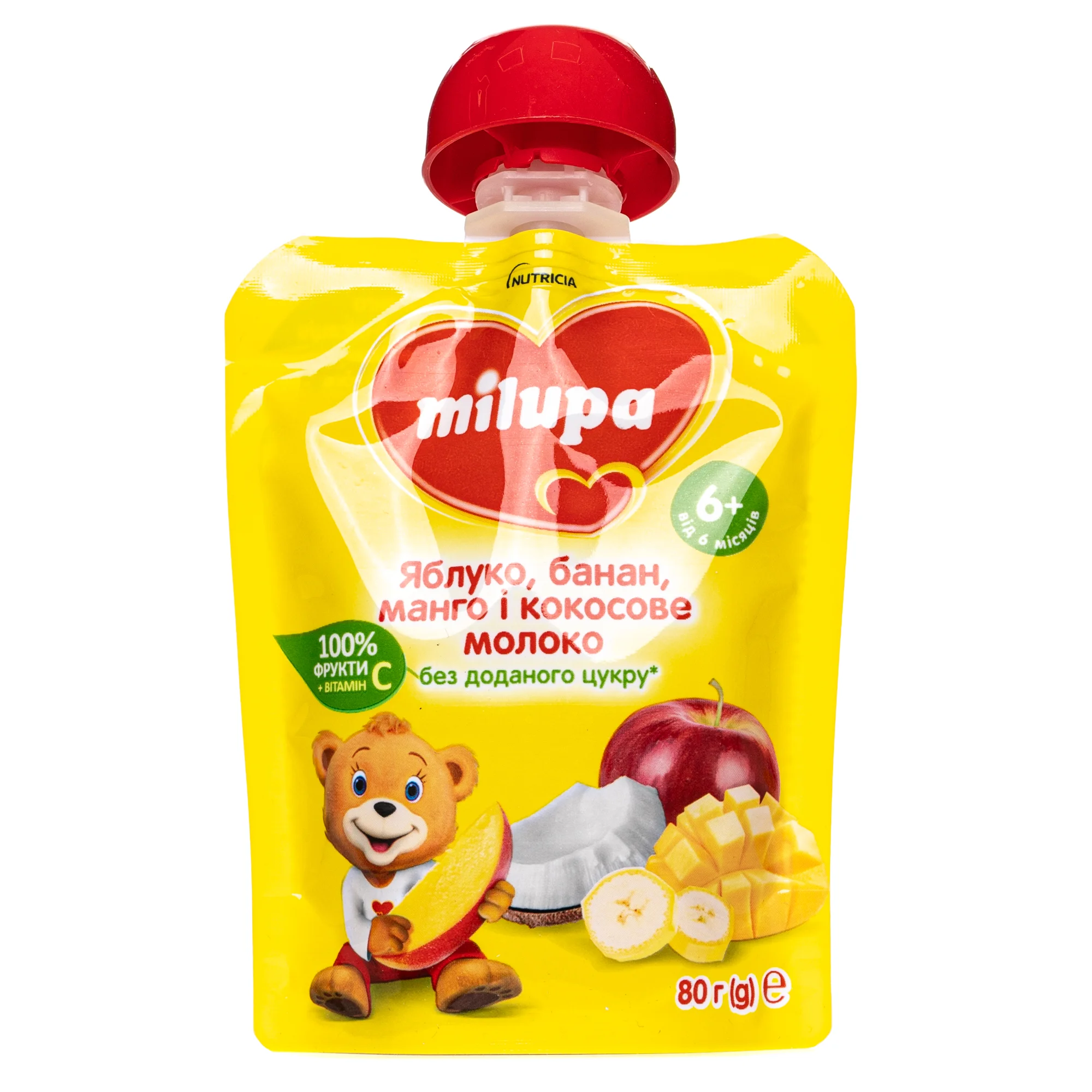 Мілупа (Milupa) пюре яблуко, банан, манго і кокос, 80 г