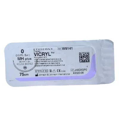 Шовний матеріал Вікрил (Vicryl) 0 колюча голка Taper Point 36 мм, 1/2 кола, довжина 75 см (W9141)