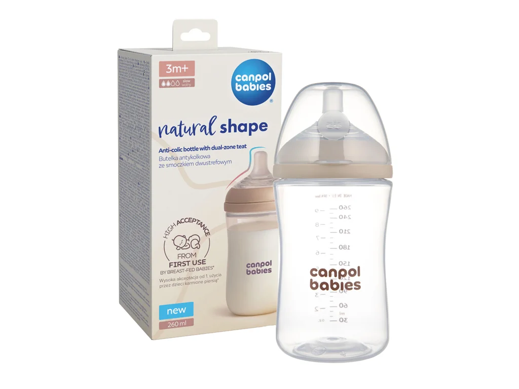 Пляшечка Canpol (Канпол) Babies Natural Shape Dual-zone антиколікова двозонна соска 35/401, 260 мл