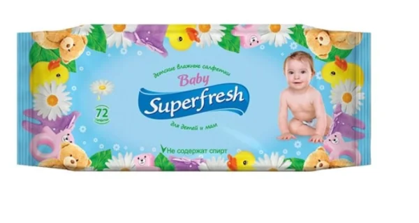 Салфетки влажные Супер Фреш (Superfresh) для детей и мам, 72 шт.
