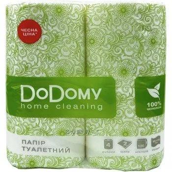 Туалетний папір Додому (DoDomy) 2-шаровий, білий, 4 шт.