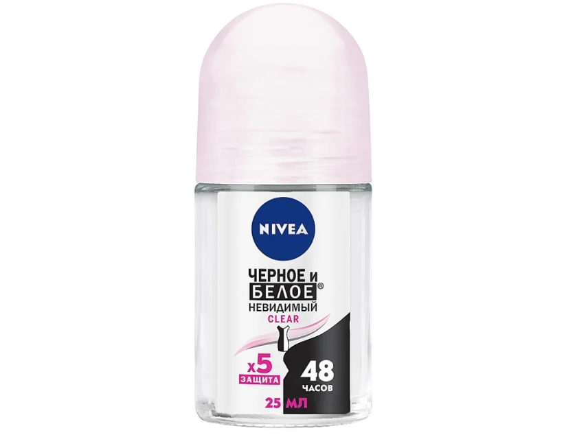 Антиперспірант кульковий для жінок Нівеа (Nivea) Невидимий захист чорне та біле Клір, 50 мл
