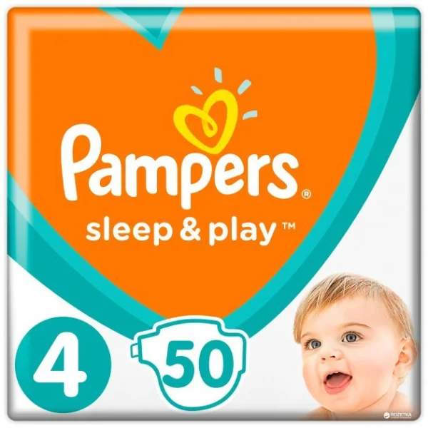 Підгузники Памперс Сліп енд Плей 4 (Pampers Sleep&Play) (9-14кг), 50 шт.