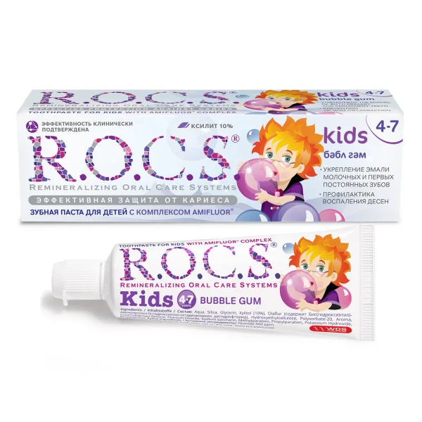 Зубна паста Рокс для дітей бабл гам 45г