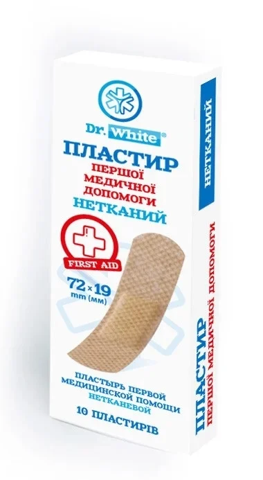 Пластир Dr. White (Др.Вайт) нетканний 19 мм *72 мм, 10 шт.