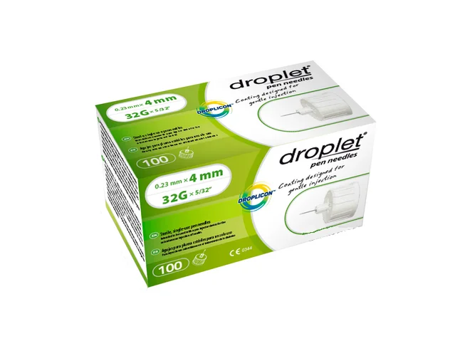 Голка для інсулінових шприц-ручок Droplet (Дроплет) G32 (4х0,23мм), 100 шт.