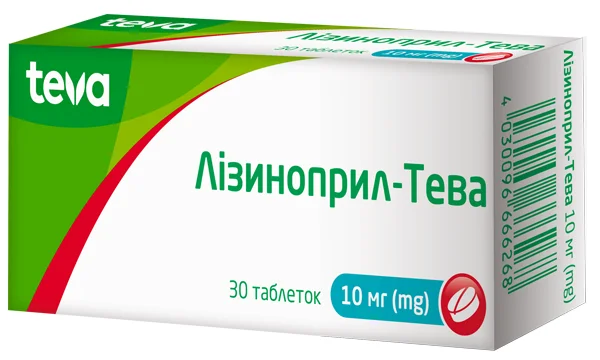 Лізиноприл-Тева таблетки по 10 мг, 30 шт.
