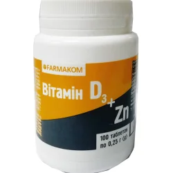 Вітамін Д3 + Цинк таблетки по 0,25 г, 100 шт.