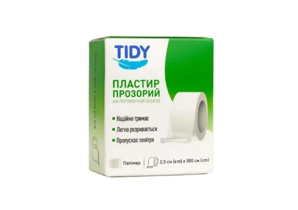 Пластир котушковий Tidy (Тіді) на полімерній основі прозорий не стерильний 2,5х500 см, 1 шт.
