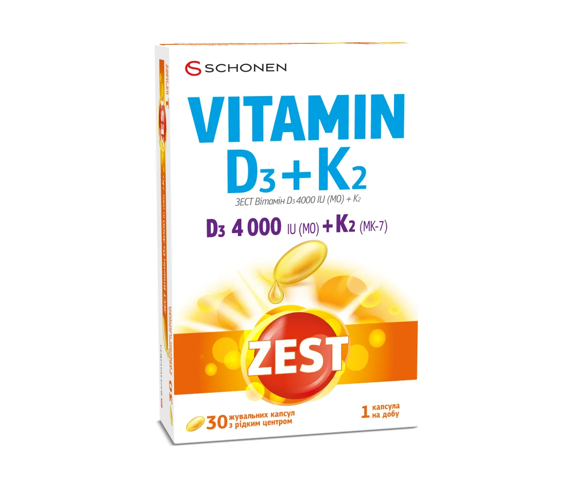 Zest (Зест) Вітамін D3 4000 + К2 капсули, 30 шт.