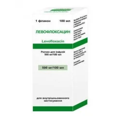 Левофлоксацин розчин для інфузій 500 мг/100 мл, по 100 мл у флаконі.