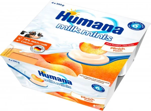 Хумана йогурт персик 100 г, 4 шт.