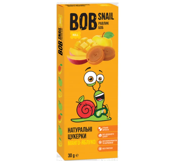 Цукерки Bob Snail (Равлик Боб) яблуко-манго, 30 г