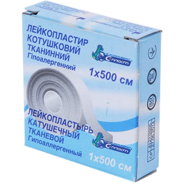 Пластир С-Пласт котушковий на тканинній основі розмір 1х500 см, 1 шт.