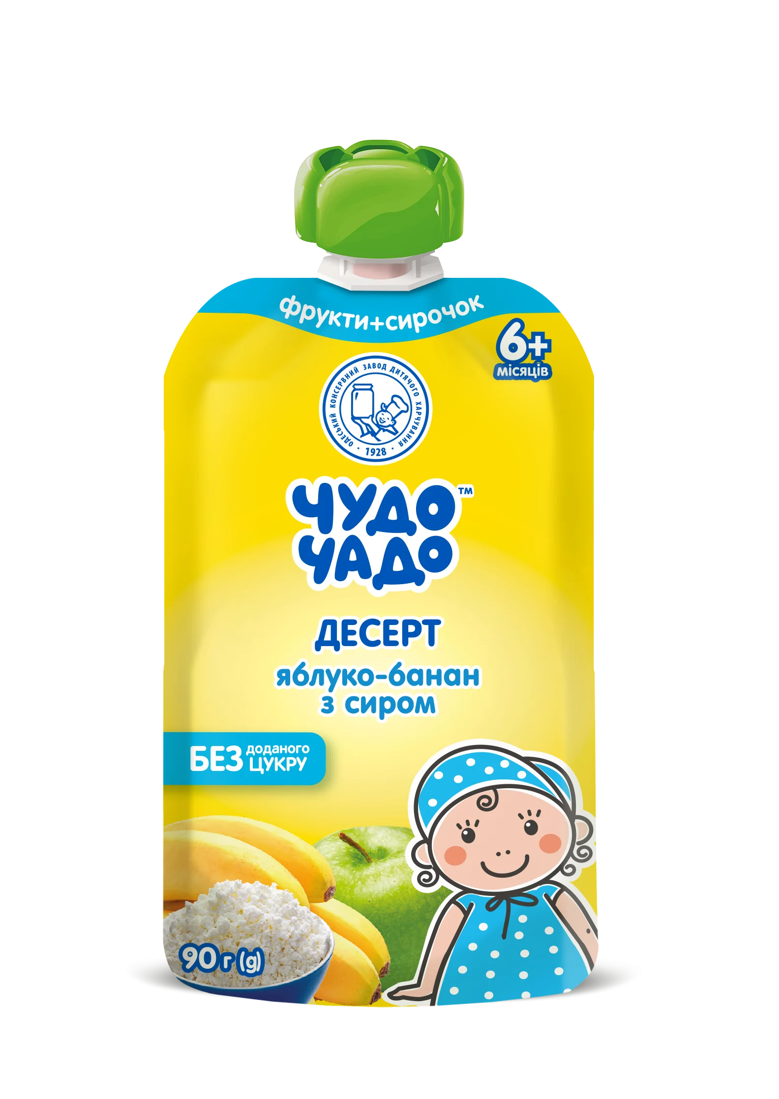 Десерт Чудо-Чадо яблучно-банановий з сиром, 90 г