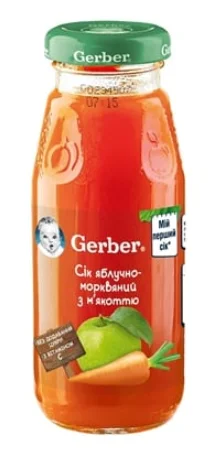 Сік фруктовий Гербер (Gerber) яблучно-морквяний, 175 мл