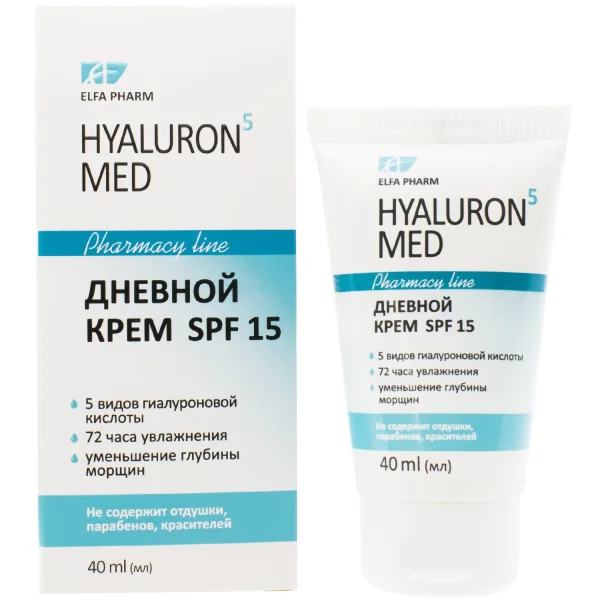 Крем для лица ELFA PHARM (Эльфа Фарм) Hyaluron5 Med (Гиалурон5 Мед) дневной SPF 15, 40 мл
