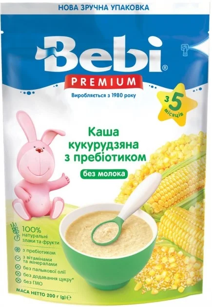 Каша безмолочна Bebi Premium (Бебі Преміум) Кукурудзяна з пребіотиком, з 5 місяців, 200 г