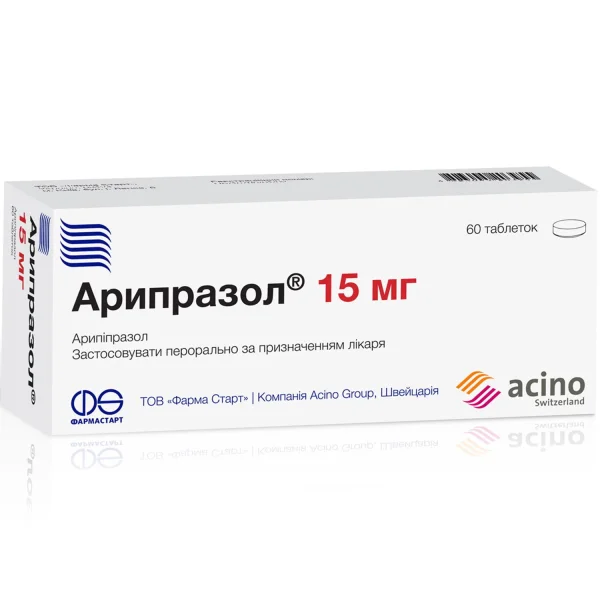 Арипразол таблетки по 15 мг, 60 шт.