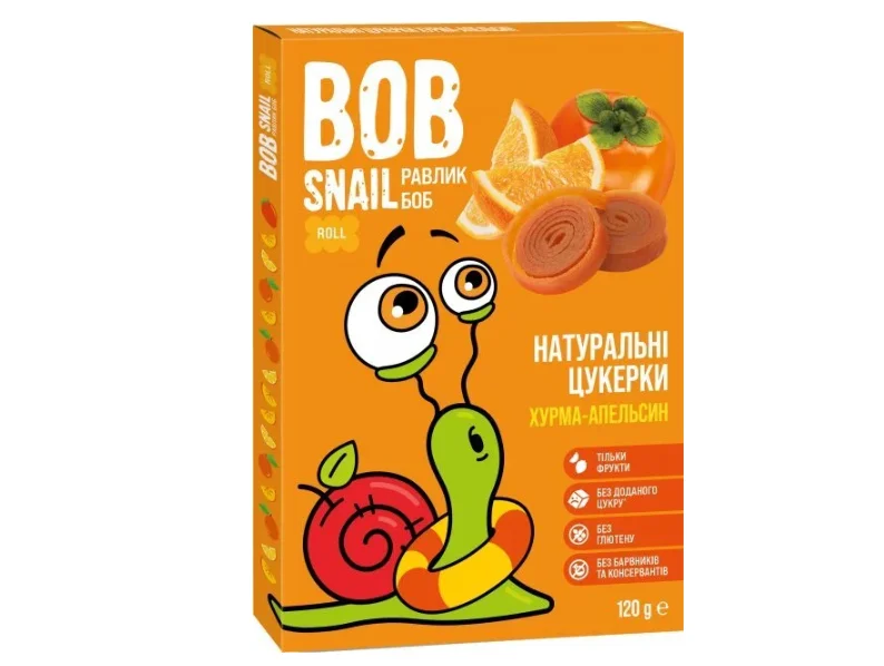 Цукерки натуральні Bob Snail (Равлик Боб) хурма-апельсин, 120 г