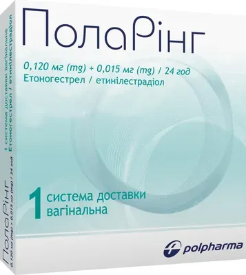 ПолаРінг система доставки вагінальна саше 0,120мг+0,015мг/24години, 1 шт.