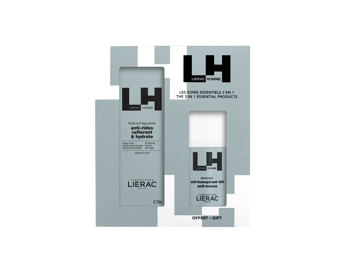 Набір Lierac (Лієрак) Homme для чоловіків (глобальний антивіковий флюїд 50 мл + дезодорант 50 мл), 1 шт.