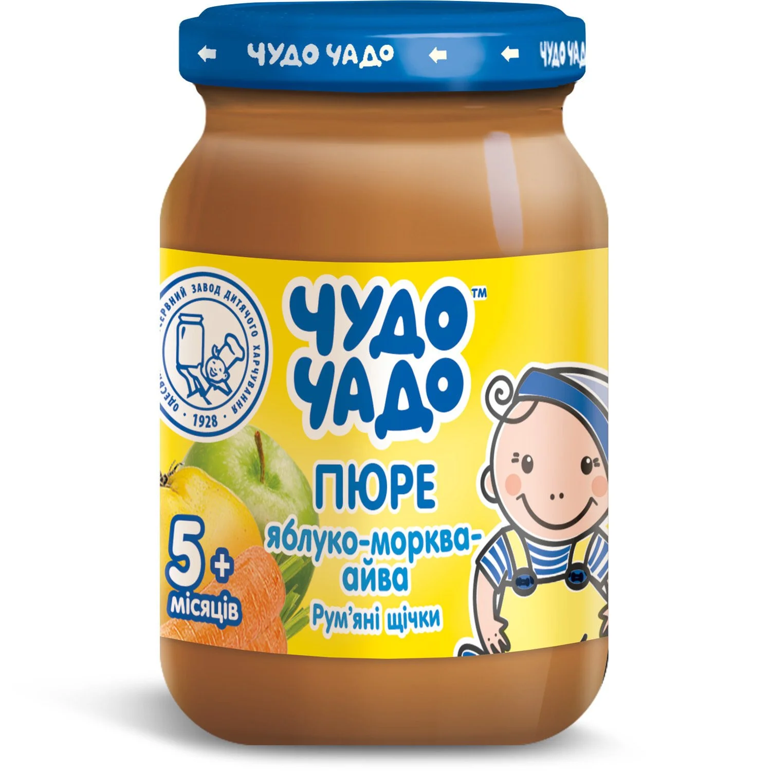 Фруктово-овочеве пюре Чудо-Чадо яблуко/морква/айва з цукром та вітаміном С, 170 г