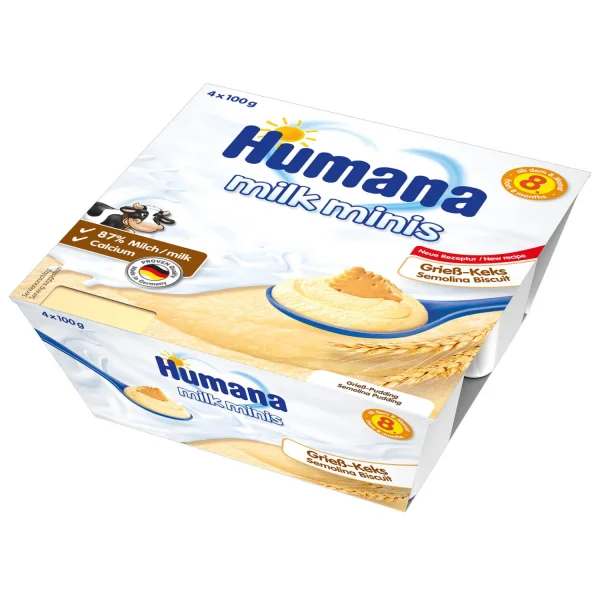 Пудинг Хумана (Humana) манный с печеньем по 100 г, 4 шт.