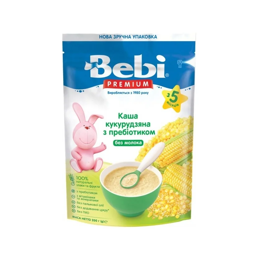 Каша безмолочна Bebi Premium (Бебі Преміум) кукурудзяна низькоалергенна, 200 г