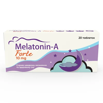 Мелатонин-А Форте (Melatonin-A Forte) таблетки по 10 мг, 20 шт.