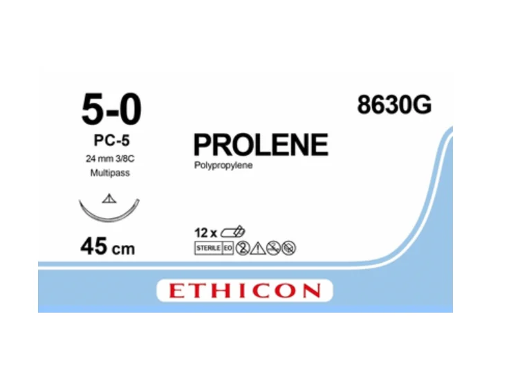 Шовний матеріал Prolene (Пролен) 5 колюча голка, синій Taper Point 2*17 мм, 1/2 кола 90 см, 1 шт.