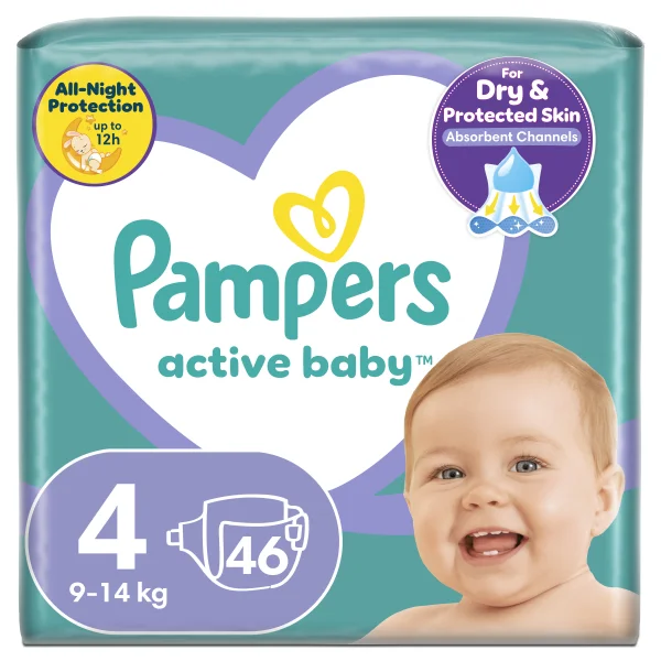 Підгузки PAMPERS Active Baby (Памперс Актив Бебі) Maxi (Максі) 4 для дітей від 9 до 14 кг, 46 шт.