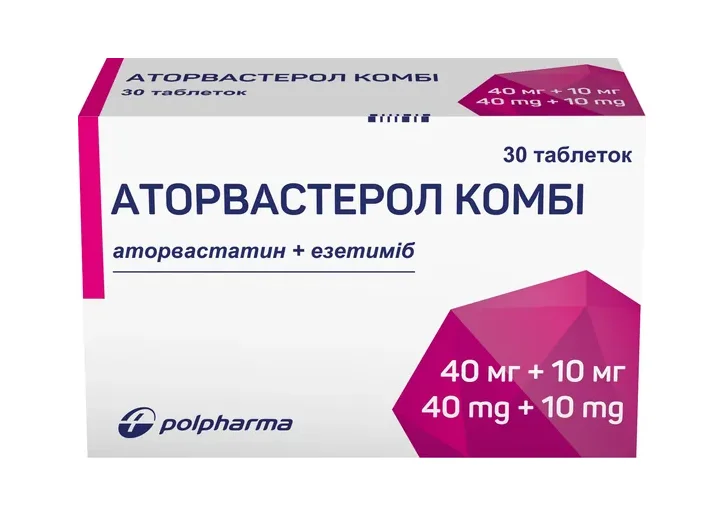 Аторвастерол комбі таблетки по 40 мг/10 мг, 30 шт.