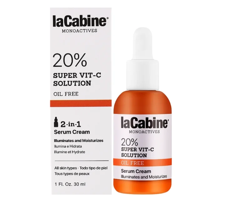 Крем-сироватка La Cabine (Ла Кабіне) 20% Super Vit-C 2в1 Serum Cream для освітлення та зволоження шкіри, 30 мл