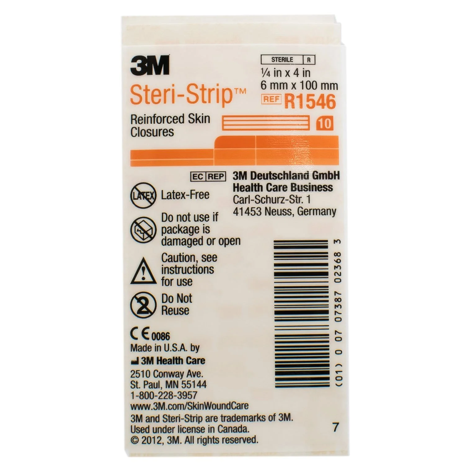 Стрічки для безшовних закритих ран Стері-Стріп (3M Steri-Strip) 6 мм х 100 мм, 1 шт.