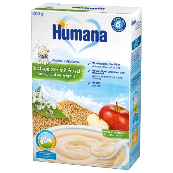 Сухая молочная каша Хумана (Humana) гречневая с яблоком, 200 г
