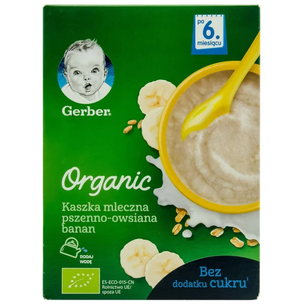 Суха молочна каша Нестле (Nestle) Гербер (Gerber) Органік пшенично-вівсяна з бананом для дітей з 6 місяців, 240 г