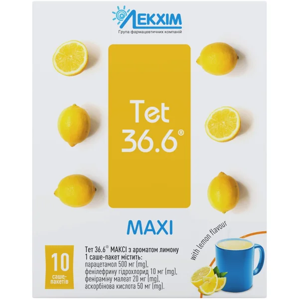 Тет 36,6 Макси порошок для орального раствора с ароматом лимона по 23 г, 10 шт.