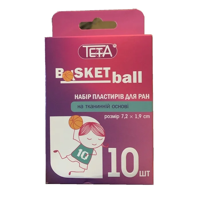 Пластир Teta Basketball на тканинній основі 7,2х1,9 см, 10 шт.