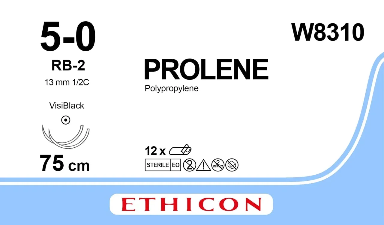 Prolene (Пролен) 5 колюча голка Taper Point 2*13 мм, 1/2 кола, 75 см VB W8310, 1 шт.