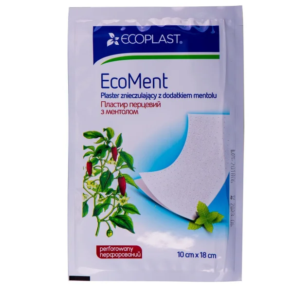 Пластир перцевий Ecoplast (Екопласт) з ментолом перфорований, 10 см х 18 см, 1 шт.