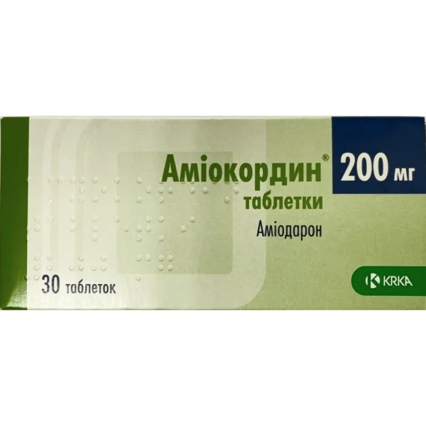 Амиокордина таблетки по 200 мг, 30 шт.