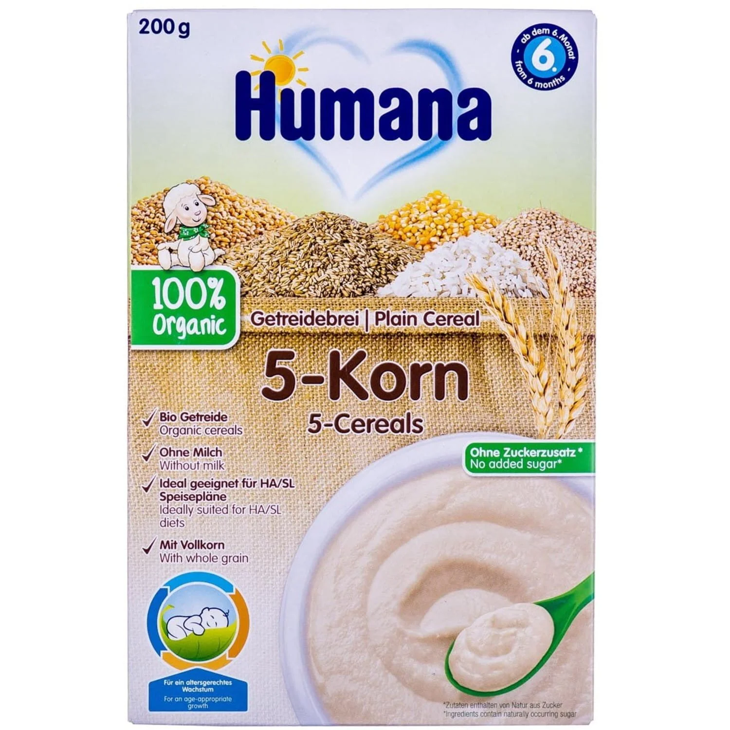 Каша Humana (Хумана) безмолочна органічна 5 злаків, 200 г