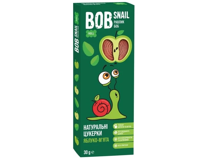 Цукерки Bob Snail (Равлик Боб) яблуко-м’ята, 30 г