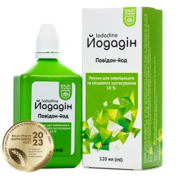 Йодадін розчин для зовнішнього застосування 10%, 120 мл, - Баум Фарм