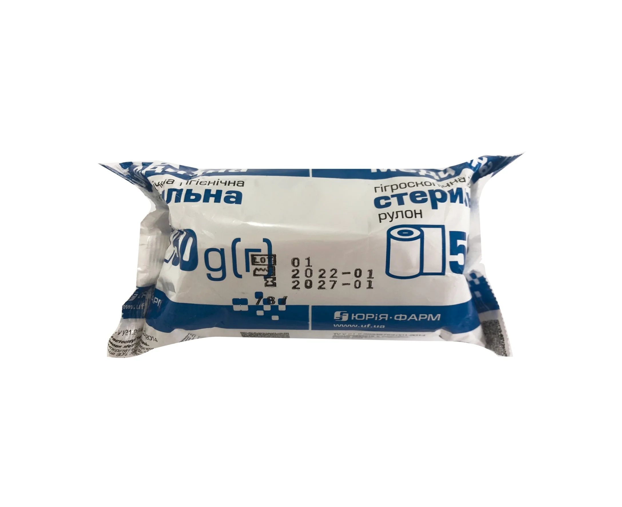 Вата стерильна Юрія-фарм рулон, 50 г