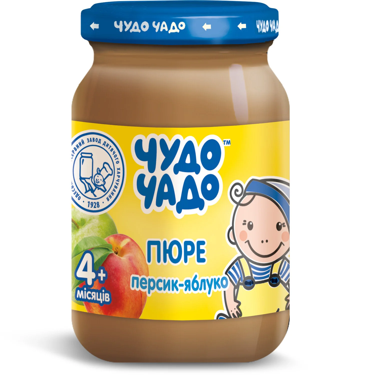 Пюре фруктове Чудо-Чадо персик-яблуко з цукром, 170 г