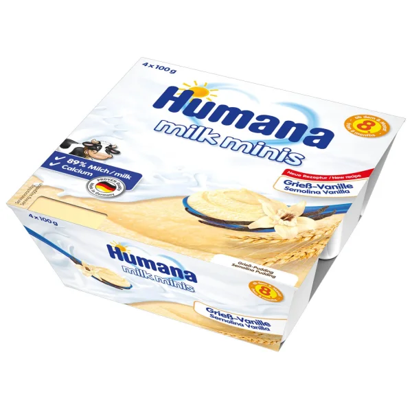Пудинг Хумана (Humana) манка з ванілью 100 г, 4 шт.