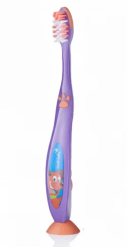 Зубная детская щетка Brush-Baby (Браш Бэби) Flossbrush на ножке-липучке, от 6 лет, фиолетовая, 1 шт.